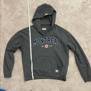 Gray Montreal Hoodie with Canadian Flag